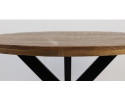 HSM Collection-Ronde Eettafel Melbourne-140x140x76-Naturel/Zwart-Mango/Metaal