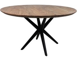 HSM Collection-Ronde Eettafel Zurich-ø120x76-Naturel/Zwart-Acacia/Metaal