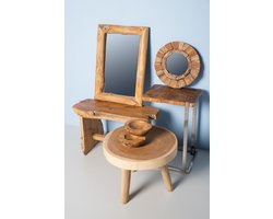 HSM Collection-Ronde Spiegel-40X40X4-Naturel-Teak