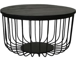 HSM Collection Salontafel Maden Ø60cm Zwart Mangohout / ijzer frame