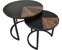 HSM Collection Salontafel Ronin Set van 2 Naturel/Zwart Mangohout/Metaal