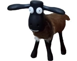 HSM Collection-Schaap Shawn Small-32x14x32-Assorti/Zwart-Geitenhuid/Teak