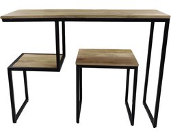 HSM Collection Sidetable 100cm Naturel/Zwart Mangohout/Ijzer