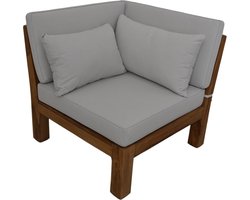 HSM Collection-Tuin Loungehoek Aruba + Kussen-84x84x64-Naturel/Wit-Teak/Stof