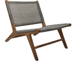 HSM Collection-Tuin Loungestoel Rio-66x80x65-Naturel/Grijs-Teak/Bananenblad