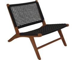 HSM Collection-Tuin Loungestoel Rio-66x80x65-Zwart/Naturel-Teak/Bananenblad