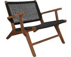 HSM Collection-Tuinstoel Rio Met Armleuning-80x80x67-Naturel/Zwart-Teak/Bananenblad