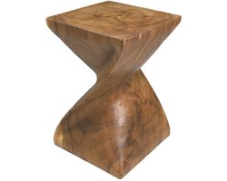 HSM Collection-Vierkante Bijzettafel Spiraal-30x30x43-Naturel-Munggur