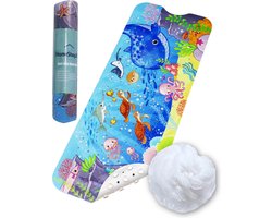 HSXL - Antislipmat - 100x40CM - Incl. Netspons - Antislip Douchemat / Badmat voor Kinderen met Zuignappen – Mat voor in bad – Anti Slip Douche Cabine Mat – Mat voor in de Badkamer - Badkamer accessoires