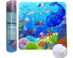 HSXL - Antislipmat - 53x53CM - Incl. Netspons - Antislip Douchemat voor Kinderen met Zuignappen – Anti Slip Douche Cabine Mat – Mat voor in de Badkamer - Badkamer accessoires