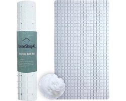 HSXL - Antislipmat - 70x40CM - Incl. Netspons - Antislip Douchemat / Badmat Wit met Zuignappen – Mat voor in bad – Anti Slip Douche Cabine Mat – Mat voor in de Badkamer - Badkamer accessoires