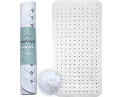 HSXL - Antislipmat - 88x40CM - Incl. Netspons - Antislip Douchemat / Badmat Wit met Zuignappen – Mat voor in bad – Anti Slip Douche Cabine Mat – Mat voor in de Badkamer - Badkamer accessoires