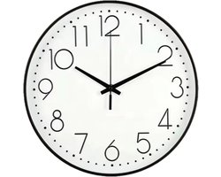 HSXL - Kleine 30cm Design Wandklok met Stil Quartz Uurwerk - Zwart / Wit - HSM001 - Analoog - Klok Modern - Kantoor / Keuken / Slaapkamer / Woonkamer Muurklok