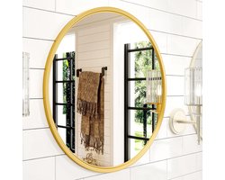 HSXL - Spiegels - Luxe Ronde Spiegel Goud - 60 cm Groot - Grote Wandspiegel 60cm Rond met Gouden Rand - Woonaccessoires - Mirror