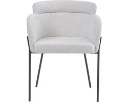 HTfurniture-Koyl Dining Chair-Cream-Coloured Boucle-With Armrests- black legs.