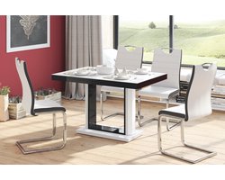Hubertus Meble Quadro Uitschuifbare Eettafel Hoogglans Wit/Zwart