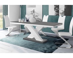 Hubertus Meble Xenon Uitschuifbare Eettafel Mat Grijs / Wit