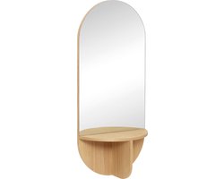 HÜBSCH INTERIOR - Grote langwerpige eiken wandspiegel met schap FSC® - 55x23xh120cm