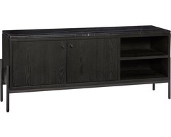 HÜBSCH INTERIOR - NOBU zwart dressoir van FSC® eucalyptushout, marmeren blad - 120x35xh51cm