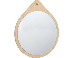 HÜBSCH INTERIOR - Ronde spiegel van FSC® eiken met messing knop - Ø64cm