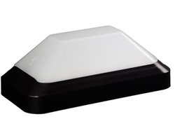 Hufterproof buitenlamp KTP met lichtsensor, 4,3 WATT, 3000K (warm wit), opalen lichtkap (melkwit/niet doorzichtig) en zwart onderhuis