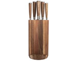 Hugo by Gusta Messenset met Houten Messenblok – Keukenmessen met Houten Handvat – Complete Messenset