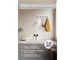 Huis Geluk Zelfklevende muurhaken, 5 stuks, messing, zwart, voor handdoeken, jassen en keukengerei, tot 10 kg schroefmontage