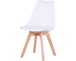 Huis-tuin online -Stoelen-Eetkamer -set van 6 -wit-Houten poten -