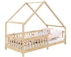 Huisbed CORA 90 x 200 met valbeveiliging - naturel