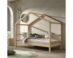 Huisbed Forrest 90x200cm - massief beukenhout - Vipack - Huisbed - Bruin - Hout Eenpersoons Normaal bed