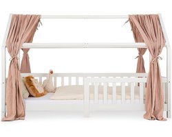 Huisbed Hemel - Bedgordijn Kinderkamer - Creëer Sfeer - Dubbellaags Mousseline - 310x125x155 cm - Taupe