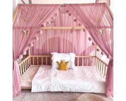 Huisbed Hemel met Gouden Vlinders voor Kinderkamer - Bedhemel en Bedgordijn voor Meisjes