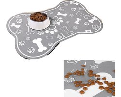Huisdieraccessoires - Voedermat - Huisdier Placemat - Placemat - honden- en kattenvoermat - snel absorberende voermat - botvormige hondenmat - waterbakmat - met rubberen achterkant - honden- en kattenvoermatten voor binnen - 40x30 cm - Grijze