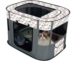 Huisdierentent - Opvouwbaar - Gesloten honden-/kattenhuis - Met ventilatie en zachte bodem - Inclusief opbergtas - Kan gebruikt worden als kooi of rustplaats (Grijs, S)