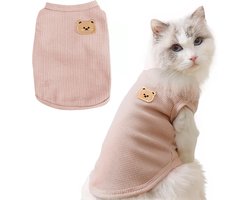 Huisdierkleding - Kattenvest - Voor kleine honden - Vest - Wafelbreisel - Kat & Hond T-shirt - Medium - Roze