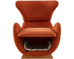 Huisdiersofa – Huisdierenbed – Kattensofa – Kattenstoel – Hondenbed – Comfortabel Foamkussen – Krasbestendige Stof – Compact Baksteenrood – Stevig Houten Frame