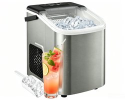 huishoud Ijsblokjesmachine - Draagbare automatische ijsmachine - 2 maten ijsblokjes S/L, snel ijs maken 6-14min - zelfreinigend voor thuis, café en horeca gebruik