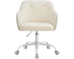 Huishoudelijke bureaustoel, draaibare computerstoel 64×64×(83-93)cm beige, hoogte verstelbaar, ademende fluwelen bekleding + PU-vulling, comfortabel en duurzaam, draagvermogen 110 kg, geschikt voor studeerkamer, slaapkamer en kantoor