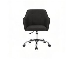 Huishoudelijke bureaustoel, draaibare computerstoel 64×64×(83-93)cm zwart hoogte verstelbaar, ademende fluwelen bekleding + PU-vulling, comfortabel en duurzaam, draagvermogen 110 kg, geschikt voor studeerkamer, slaapkamer en kantoor