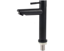 Huishoudelijke Wastafelkraan – Zwarte RVS Kraan voor Koud Water, G1/2 inch Buitendraad