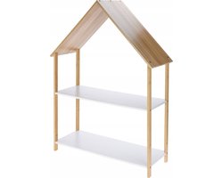 Huisjes Opbergrek 2-laags - 80x30x108cm - Wit/Bruin