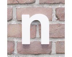 Huisnummer Arial n wit - Huisnummerbord - 15 cm - blinde bevestiging