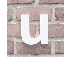 Huisnummer Arial u wit - Huisnummerbord - 25 cm - zelfklevend