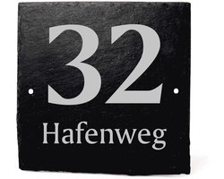 Huisnummerbord van leisteen met gravure - 11 x 11 cm - Persoonlijk en stijlvol
