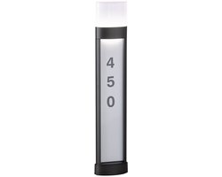 Huisnummerlamp LED huisnummer verlicht elektriciteit Buitenlamp met huisnummer, staande lamp aluminium zwart, incl. sticker, IP54, LxBxH 16x7,5x80 cm, Wofi 12226