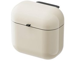 Huisvuilnisbak met deksel op de wand, 9 liter touch keuken badkamer vuilnisbak, waterdichte ovale vuilnisbak, geschikt voor smalle ruimtes, onder de wastafel, kasten (beige wit)