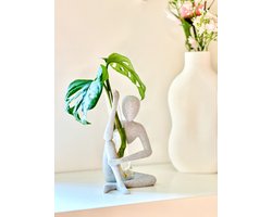 HUMA Stekhouder marmerwit – 3D Geprint Figuur inclusief gratis reageerbuisjes | Glazen Stekbuisje | Stek Vaasje | Kamerplant Accessoire | Planten Cadeau