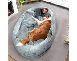 Human Dog Bed - Groot Zitzakbed voor Volwassenen - Hondenbed Voor Mensen - Hondenbed Voor Mensen - Hondenmand Groot XXL - Perfect voor Ontspanning, Lezen en Chillen - Blauw - 122x183x28 cm