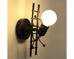 Humanoid Creatieve Indoor Wandlamp Moderne Wandlamp Art Deco Max 60W E27 voor Slaapkamer, Kinderkamer, Hal, Restaurant, Trap, Keuken, Zwart