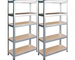 Humberg HR-810 - Metalen Stellingkasten Set (2 stuks) - 150 x 75 x 30 cm - 5 Legplanken - Max. 625 kg per kast